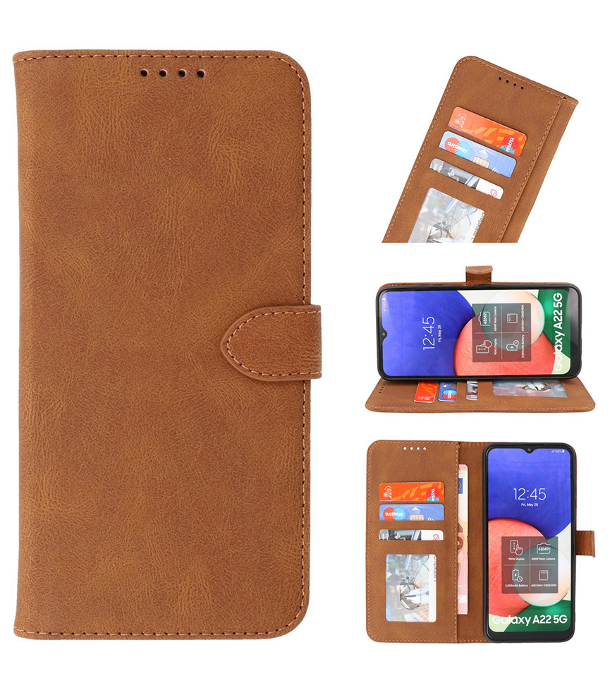 Wallet Cases Hoesje voor Samsung Galaxy A22 5G Bruin