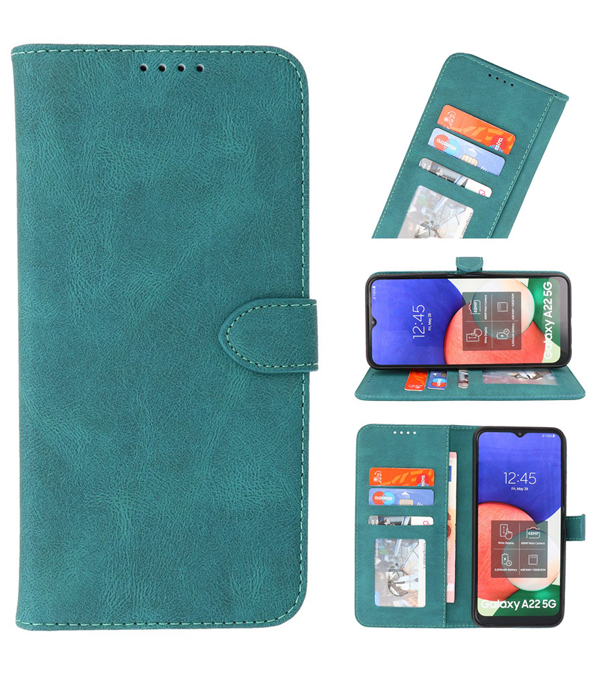 Wallet Hüllen Hülle für Samsung Galaxy A22 5G Dunkelgrün