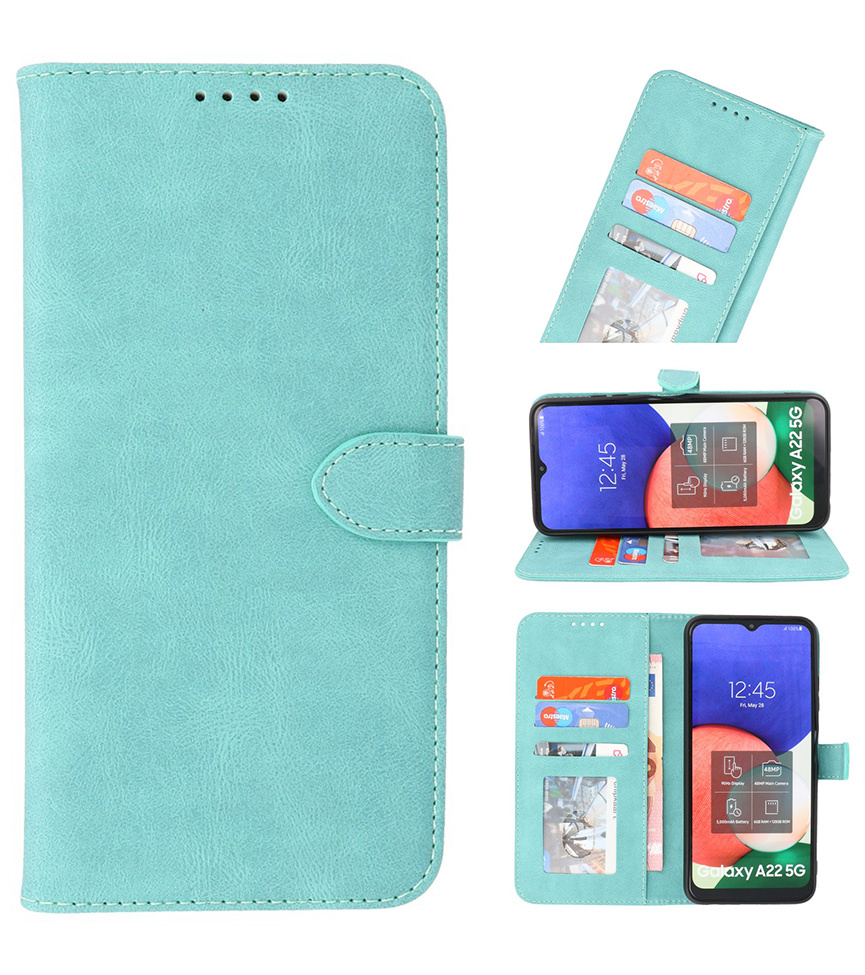 Estuche tipo billetera para Samsung Galaxy A22 5G Turquesa