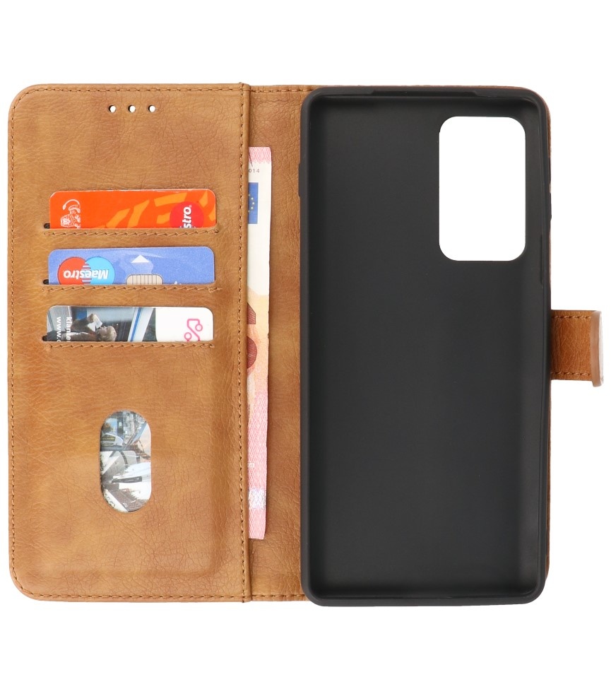 Bookstyle Wallet Cases Hoesje Motorola Moto Edge 20 Pro Bruin