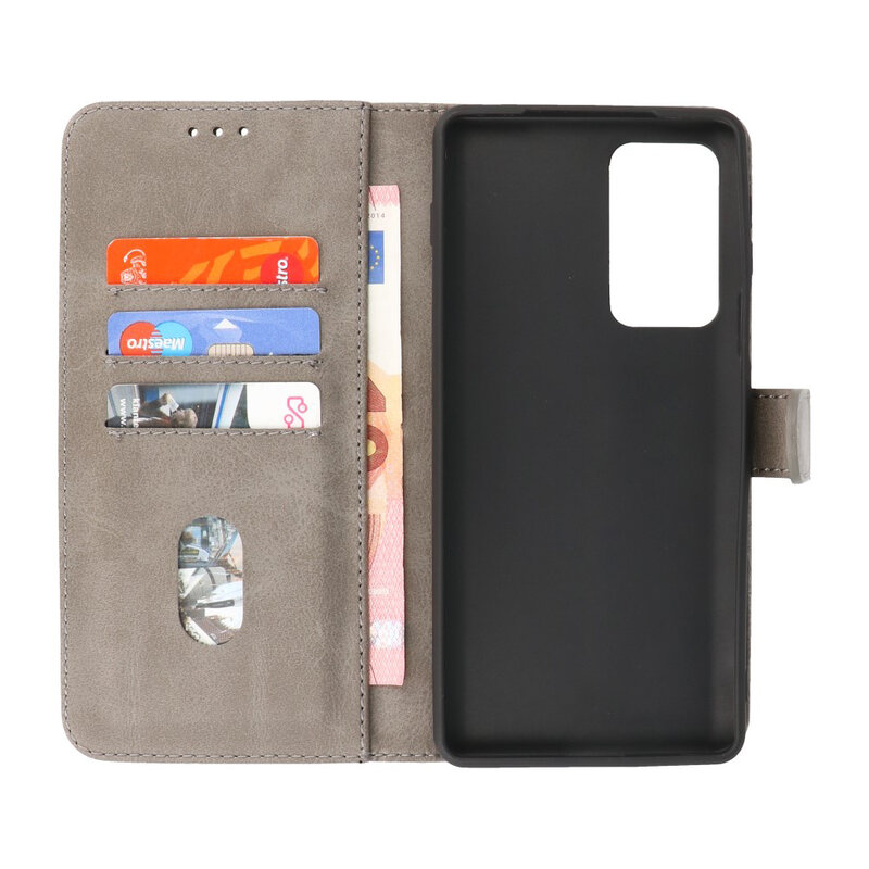Custodie a portafoglio Bookstyle Custodia Motorola Moto Edge 20 Pro grigia