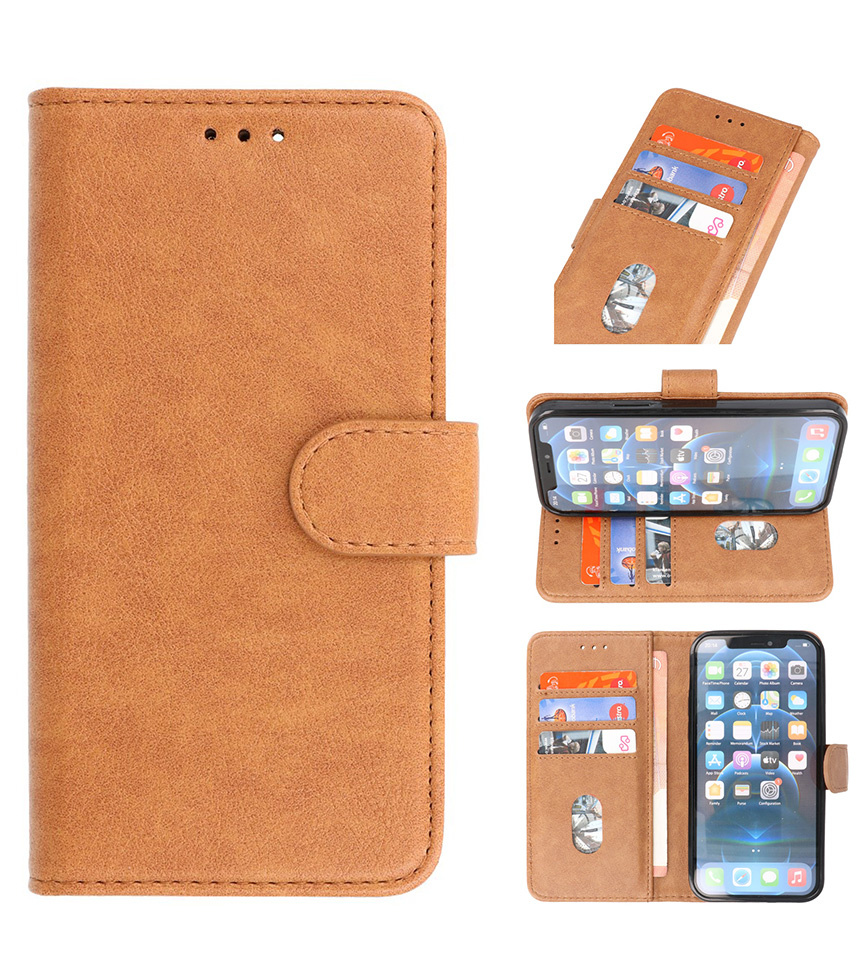 Bookstyle Wallet Cases Hoesje voor iPhone 13 Mini Bruin