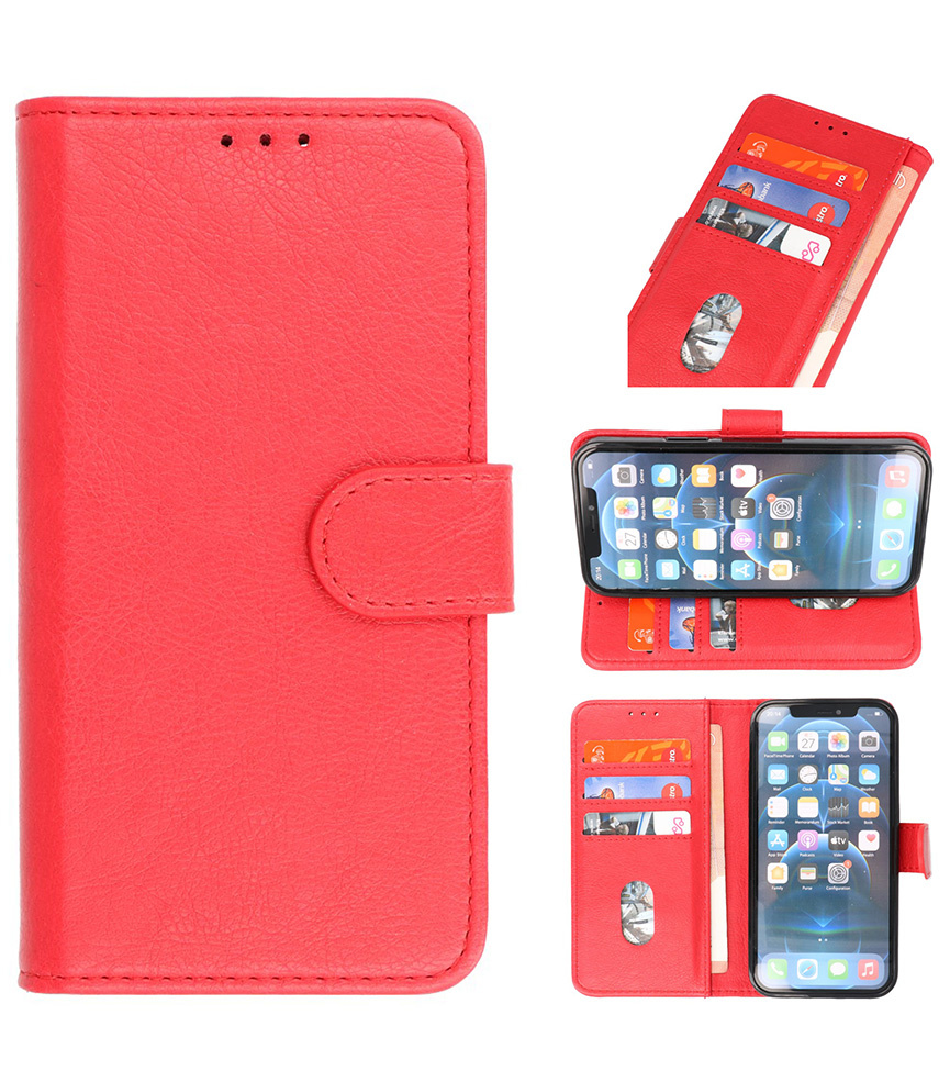 Étui portefeuille Bookstyle pour iPhone 13 Pro Rouge