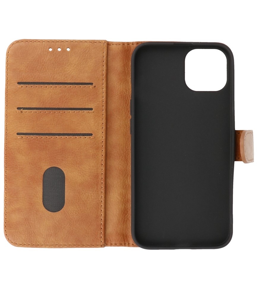 Bookstyle Wallet Cases Hoesje voor iPhone 13 Mini Bruin