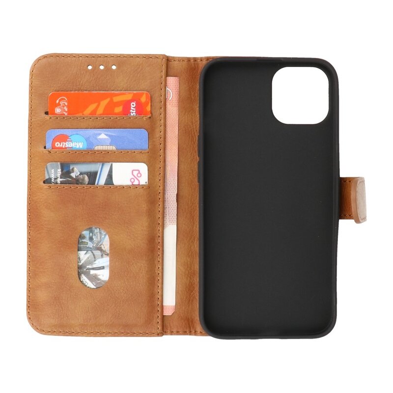 Bookstyle Wallet Cases Hoesje voor iPhone 13 Mini Bruin