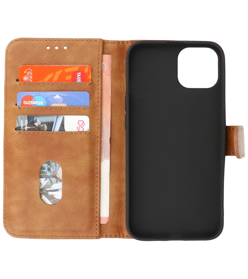 Bookstyle Wallet Cases Hoesje voor iPhone 13 Mini Bruin