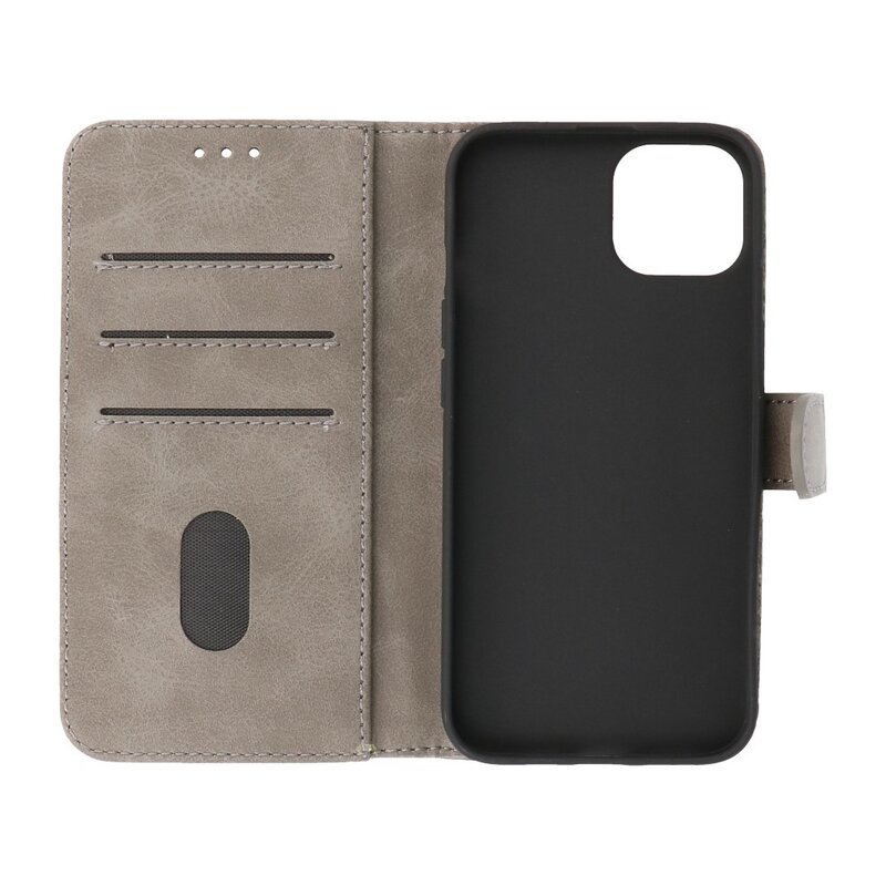 Bookstyle Wallet Cases Hoesje voor iPhone 13 Mini Grijs