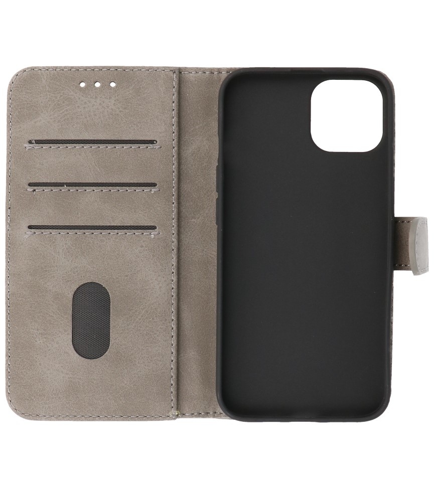 Bookstyle Wallet Cases Hülle für iPhone 13 Mini Grau