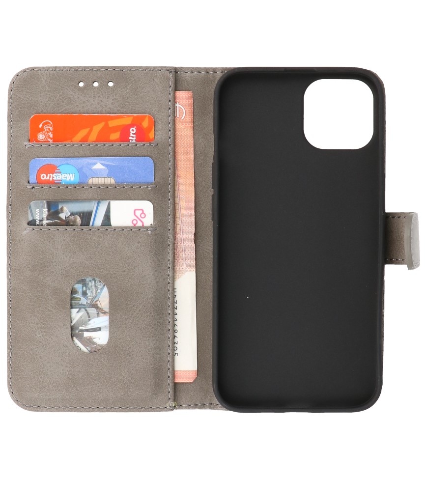 Bookstyle Wallet Cases Hoesje voor iPhone 13 Mini Grijs