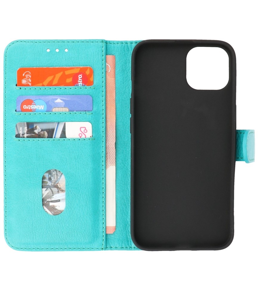 Bookstyle Wallet Cases Hoesje voor iPhone 13 Groen