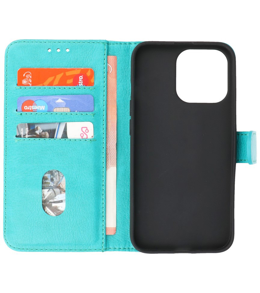 Bookstyle Wallet Cases Hoesje voor iPhone 13 Pro Groen