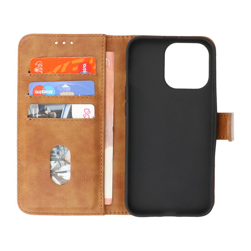 Bookstyle Wallet Cases Hoesje voor iPhone 13 Pro Bruin