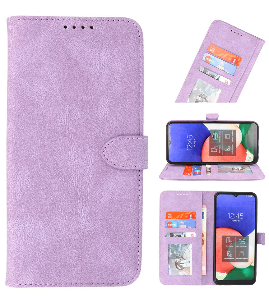 Estuche tipo billetera para Samsung Galaxy A12 / Nacho Violeta