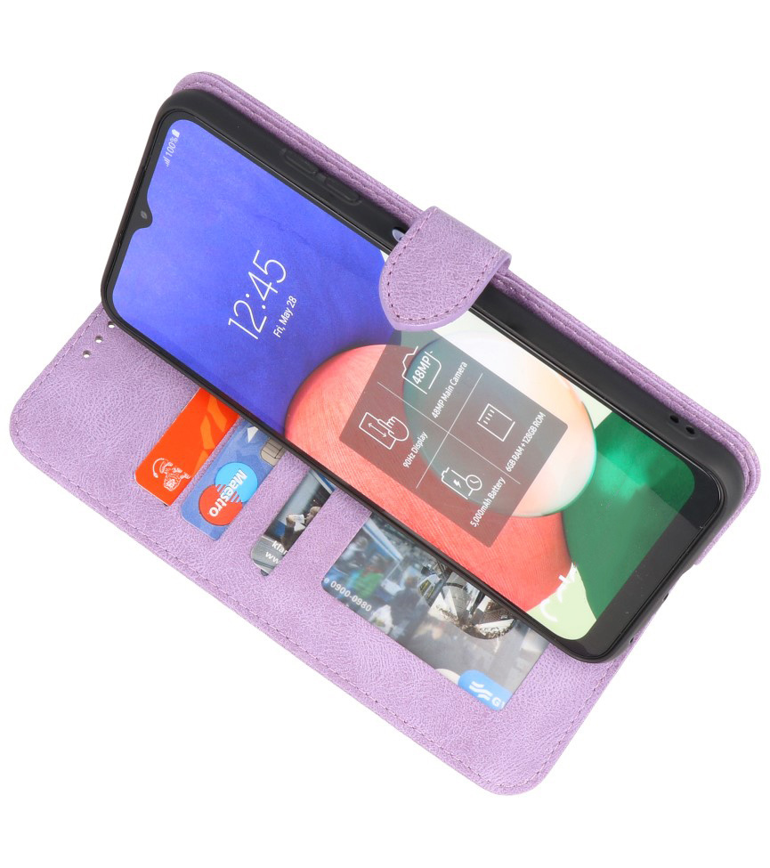 Estuche tipo billetera para Samsung Galaxy A12 / Nacho Violeta