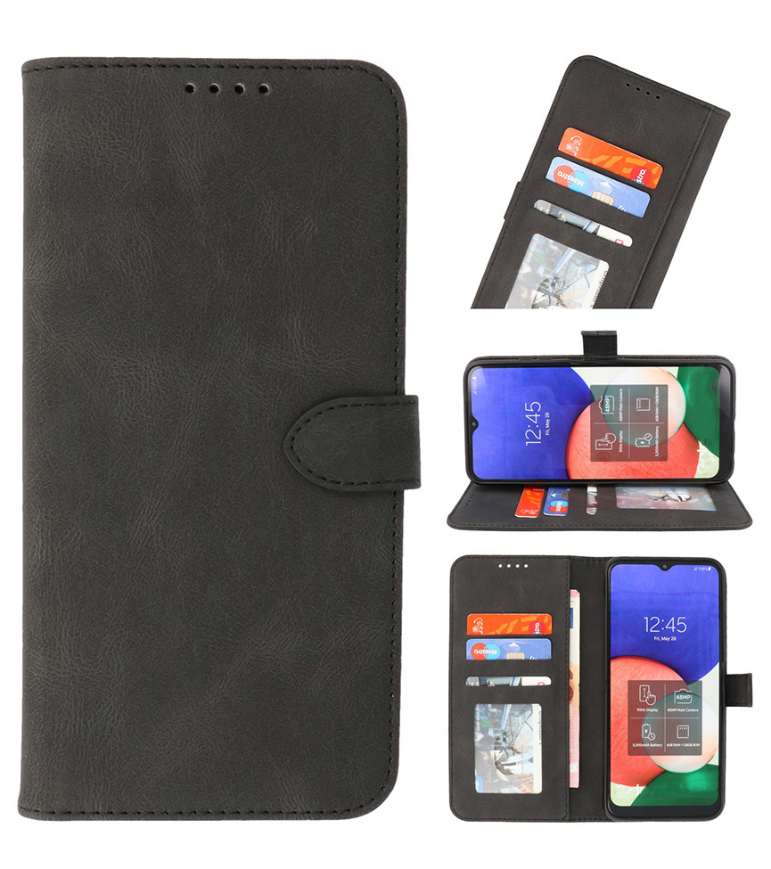 Wallet Cases Hülle für Samsung Galaxy A22 4G Schwarz