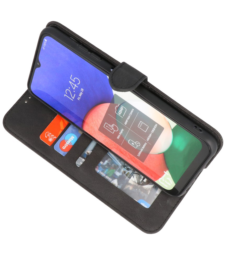 Wallet Cases Hülle für Samsung Galaxy A22 4G Schwarz