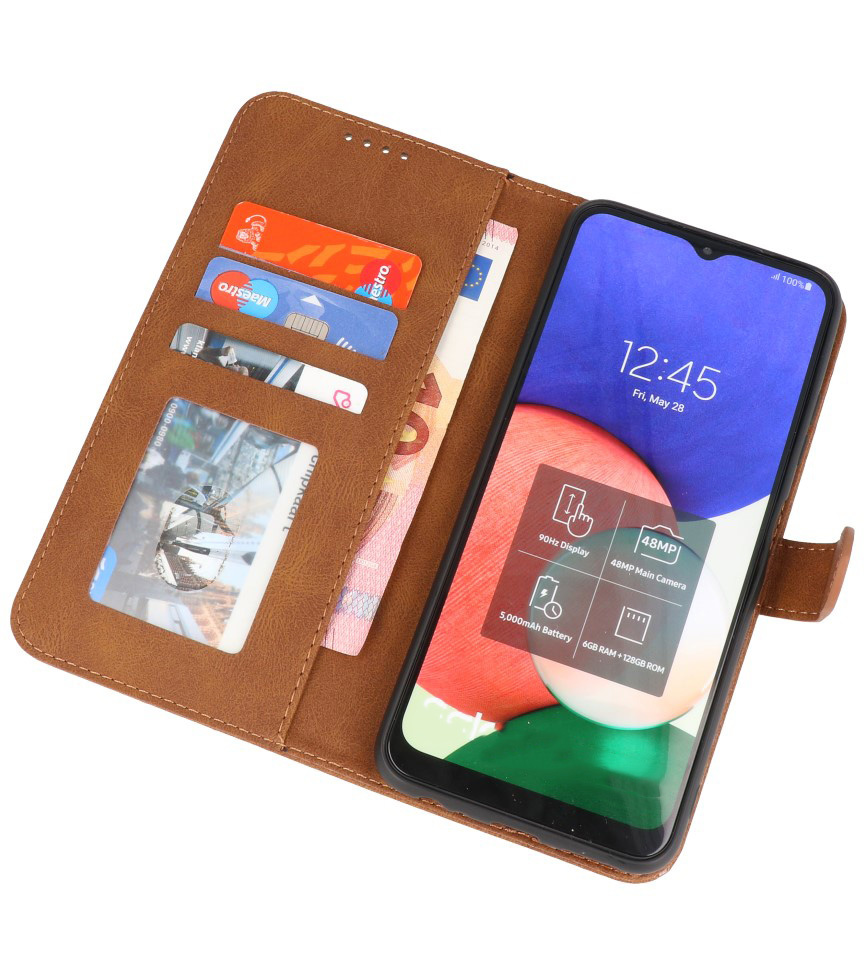 Etui portefeuille Etui pour Samsung Galaxy A22 4G Marron