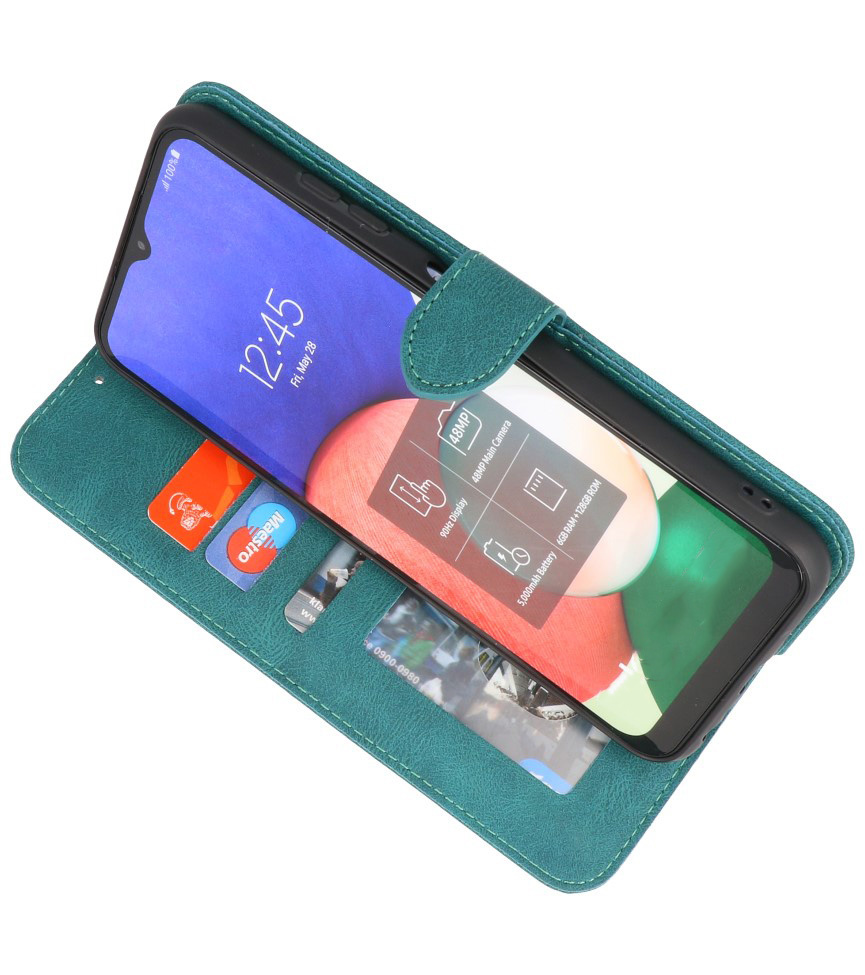 Wallet Hüllen Hülle für Samsung Galaxy A22 4G Dunkelgrün