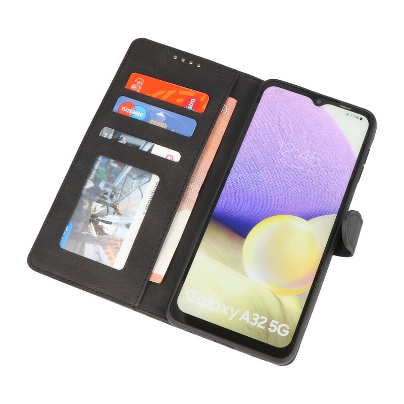 Wallet Cases Hülle für Samsung Galaxy A32 5G Schwarz