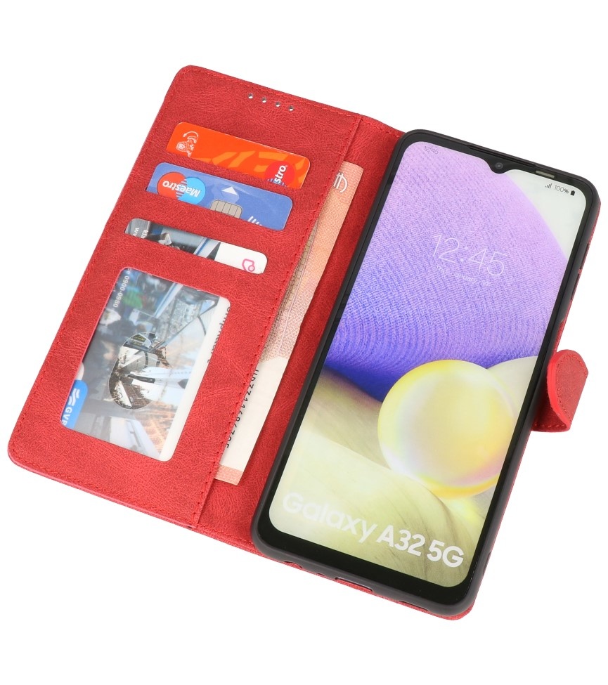 Etui portefeuille pour Samsung Galaxy A32 5G Rouge