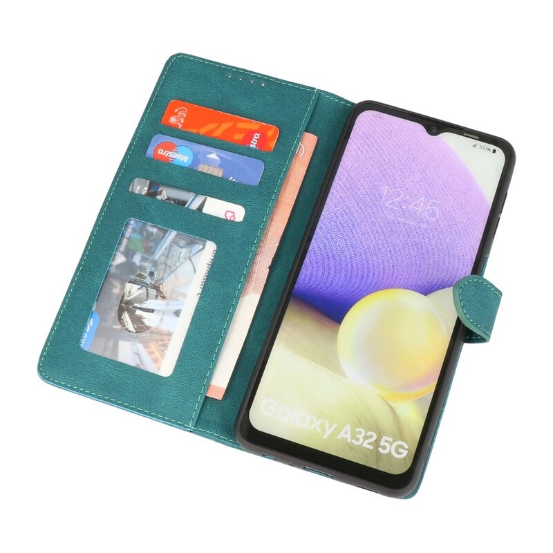 Etui portefeuille pour Samsung Galaxy A32 5G vert foncé