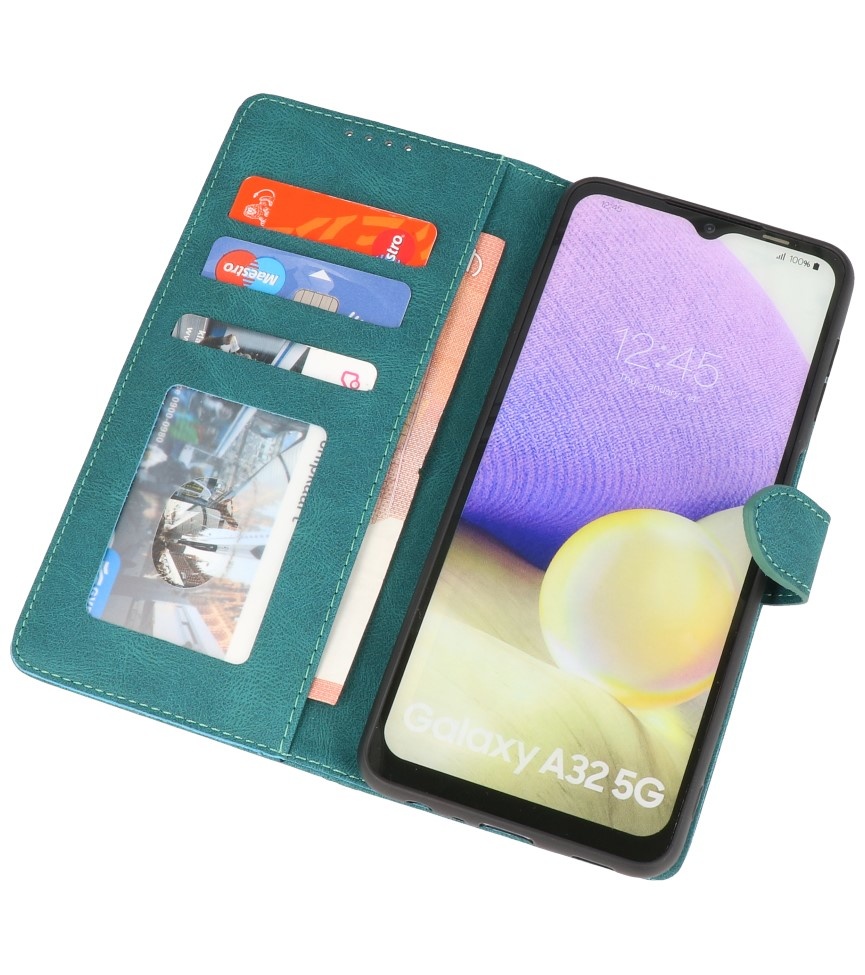 Custodia a portafoglio Cover per Samsung Galaxy A32 5G verde scuro