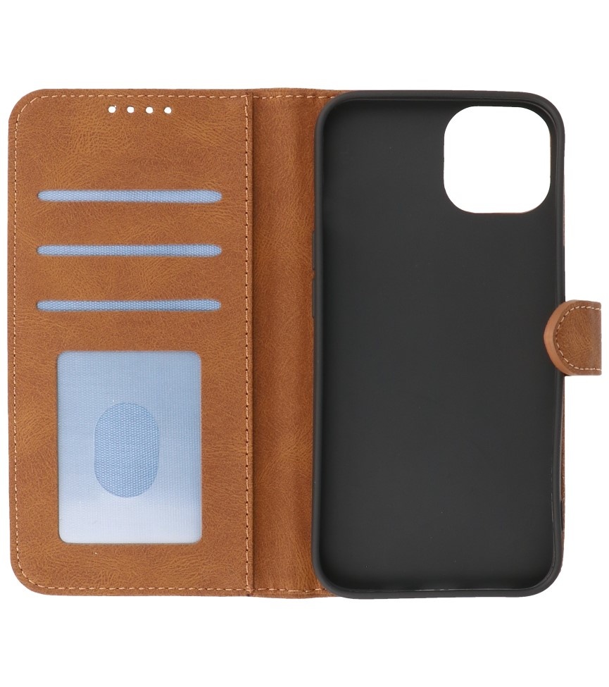 Wallet Cases Hoesje voor iPhone 13 Bruin