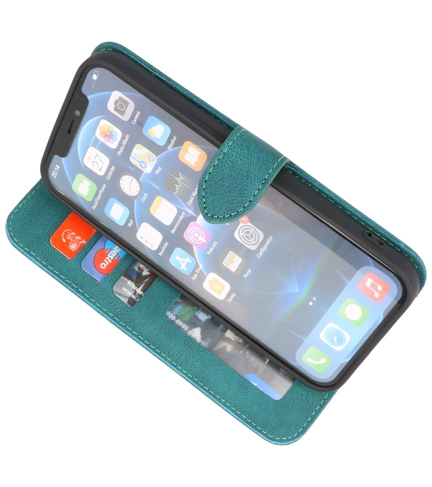 Custodia a portafoglio Custodia per iPhone 13 verde scuro