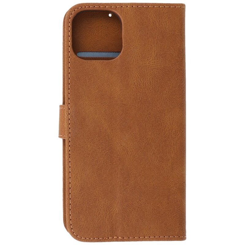 Wallet Cases Hoesje voor iPhone 13 Mini Bruin