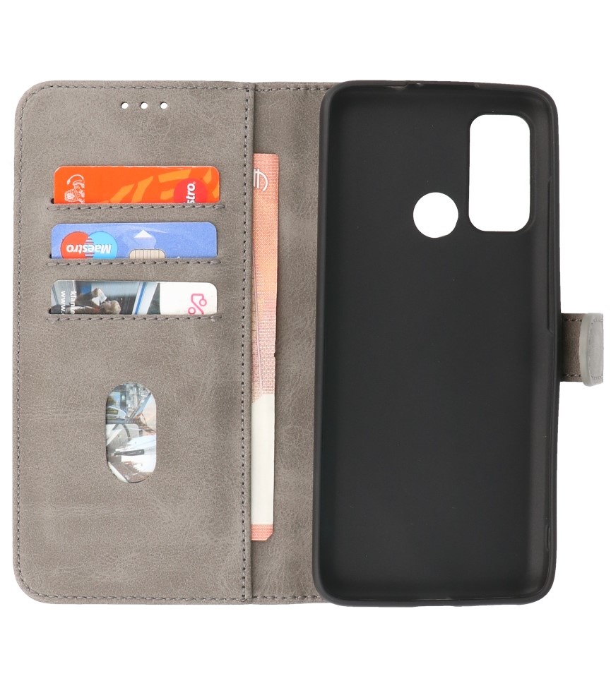 Bookstyle Wallet Cases Hülle Motorola Moto G60 Grau