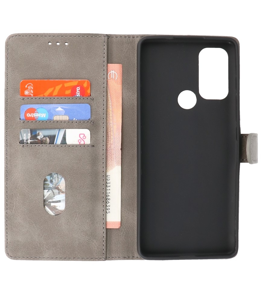 Bookstyle Wallet Cases Hülle Motorola Moto G60s Grau