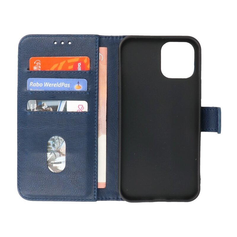 Bookstyle Wallet Cases Cover pour iPhone 12 mini Marine