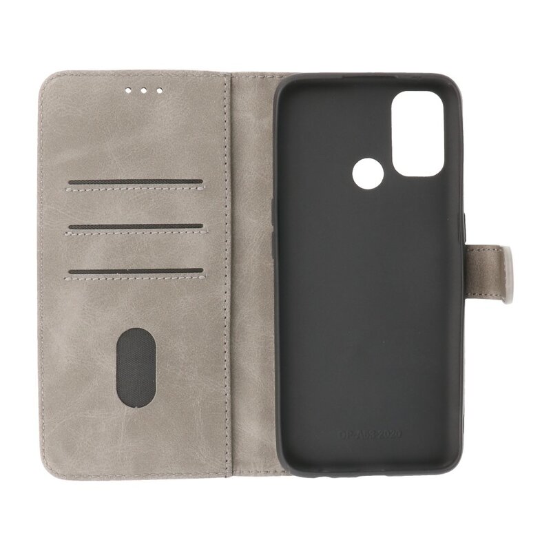 Bookstyle Wallet Cases Hoesje voor Oppo A53s 4G - A53 Grijs