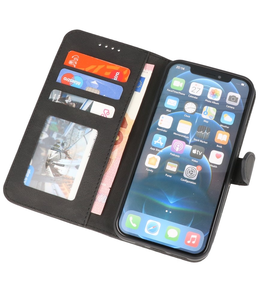 Wallet Cases Hoesje voor iPhone 12 - iPhone 12 Pro Zwart