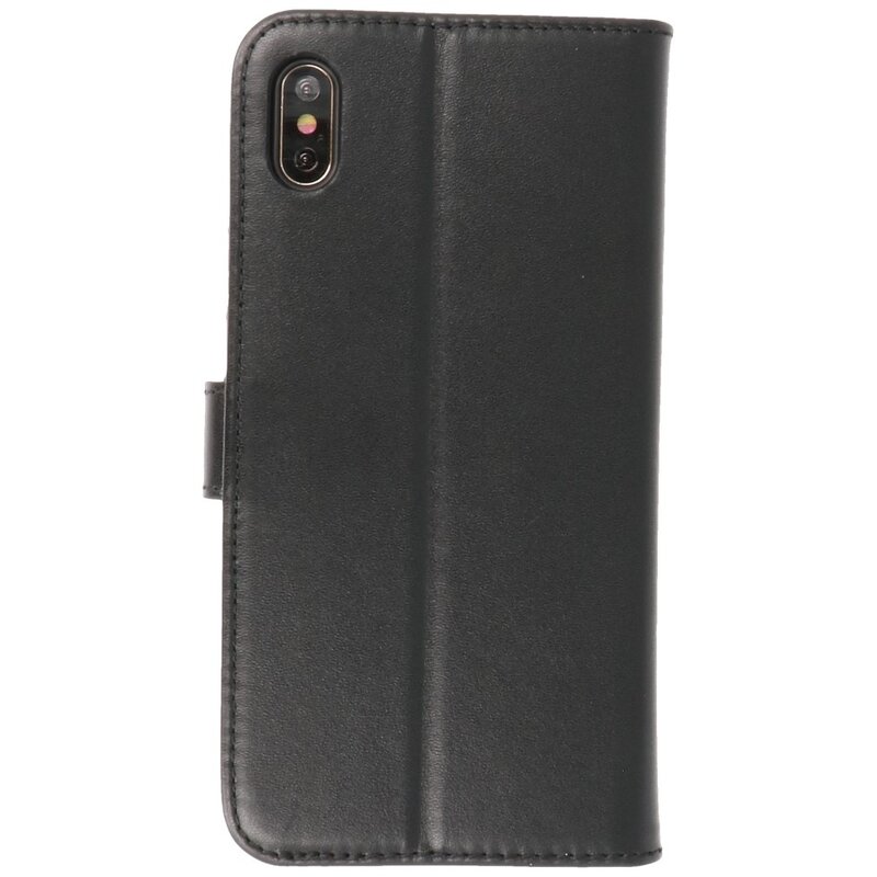 Echt Lederen Hoesje Wallet Case voor iPhone X - XS Zwart