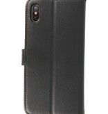 Custodia a portafoglio in vera pelle per iPhone XS Max nera