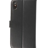 Echtes Leder Cover Wallet Case für iPhone XS Max Schwarz