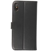 Echtes Leder Cover Wallet Case für iPhone XS Max Schwarz
