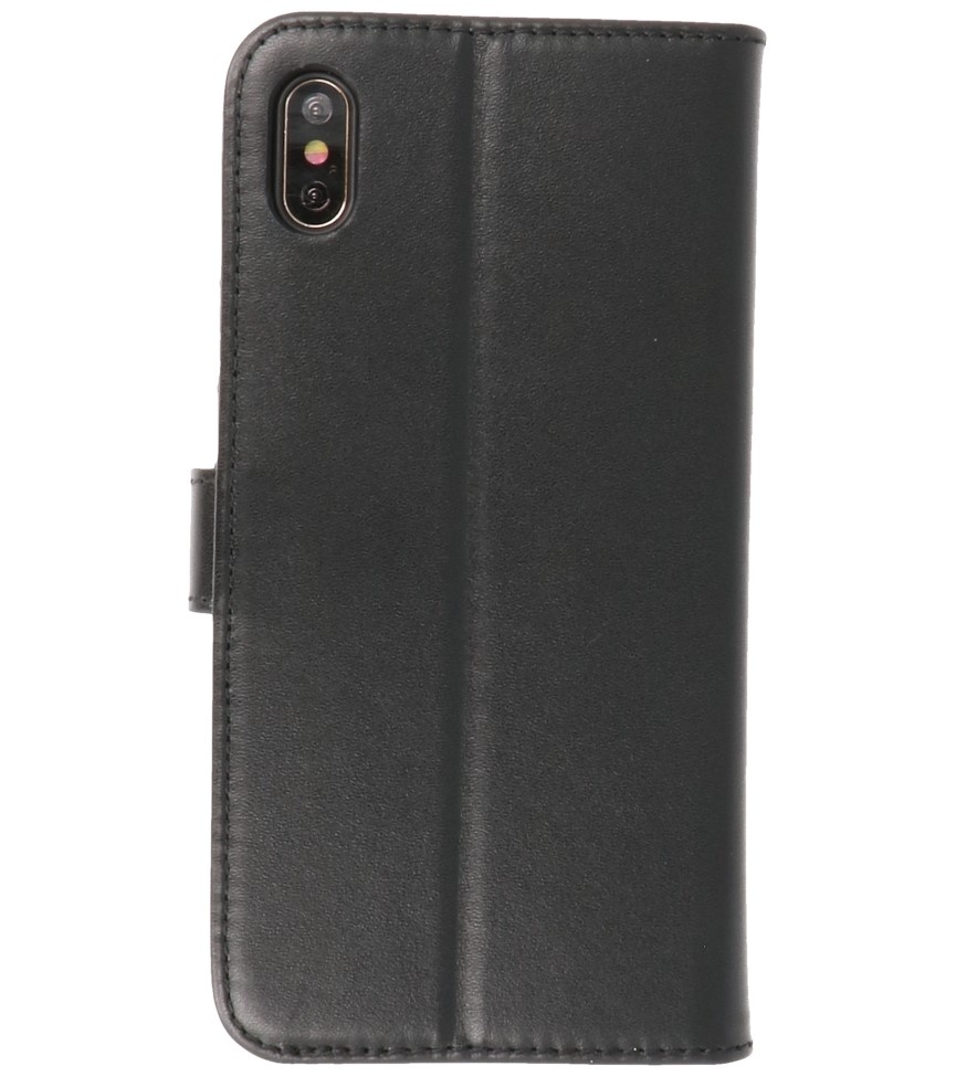 Etui portefeuille en cuir véritable pour iPhone XS Max Noir