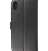 Etui portefeuille en cuir véritable pour iPhone XS Max Noir