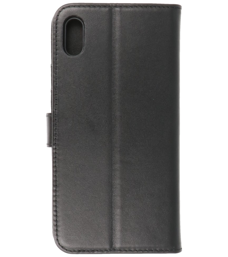 Echt Lederen Hoesje Wallet Case voor iPhone XS Max Zwart