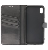 Echt Lederen Hoesje Wallet Case voor iPhone XS Max Zwart