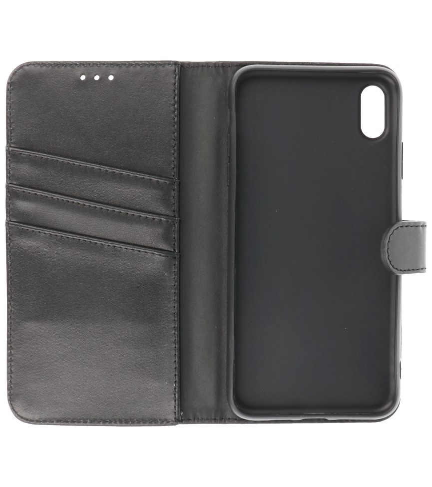 Echtes Leder Cover Wallet Case für iPhone XS Max Schwarz