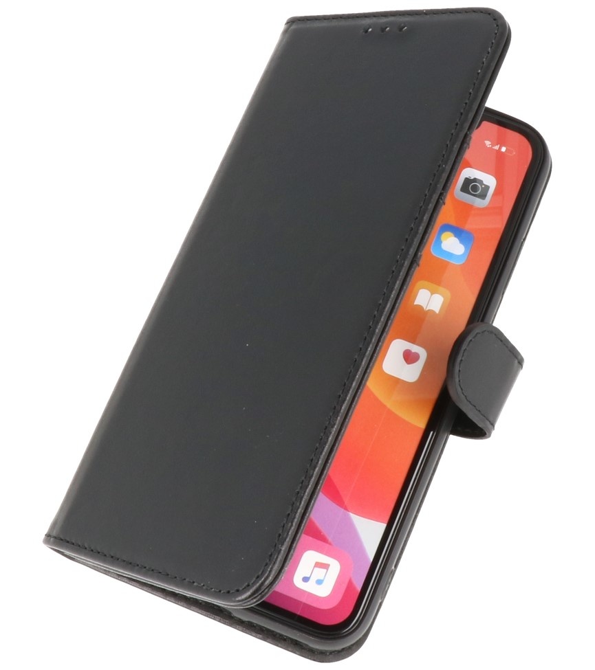 Echt Lederen Hoesje Wallet Case voor iPhone XS Max Zwart