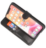 Echt Lederen Hoesje Wallet Case voor iPhone XS Max Zwart