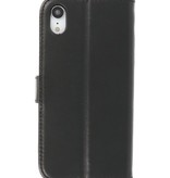 Echtes Leder Case Wallet Case für iPhone XR Schwarz