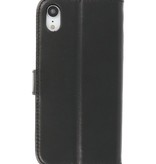 Etui portefeuille en cuir véritable pour iPhone XR Noir