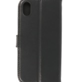 Echtes Leder Case Wallet Case für iPhone XR Schwarz