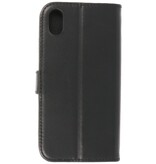 Echt Lederen Hoesje Wallet Case voor iPhone XR Zwart