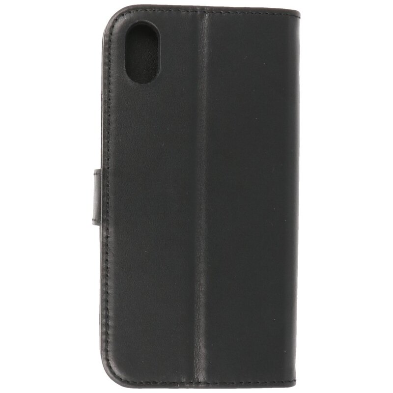 Echt Lederen Hoesje Wallet Case voor iPhone XR Zwart